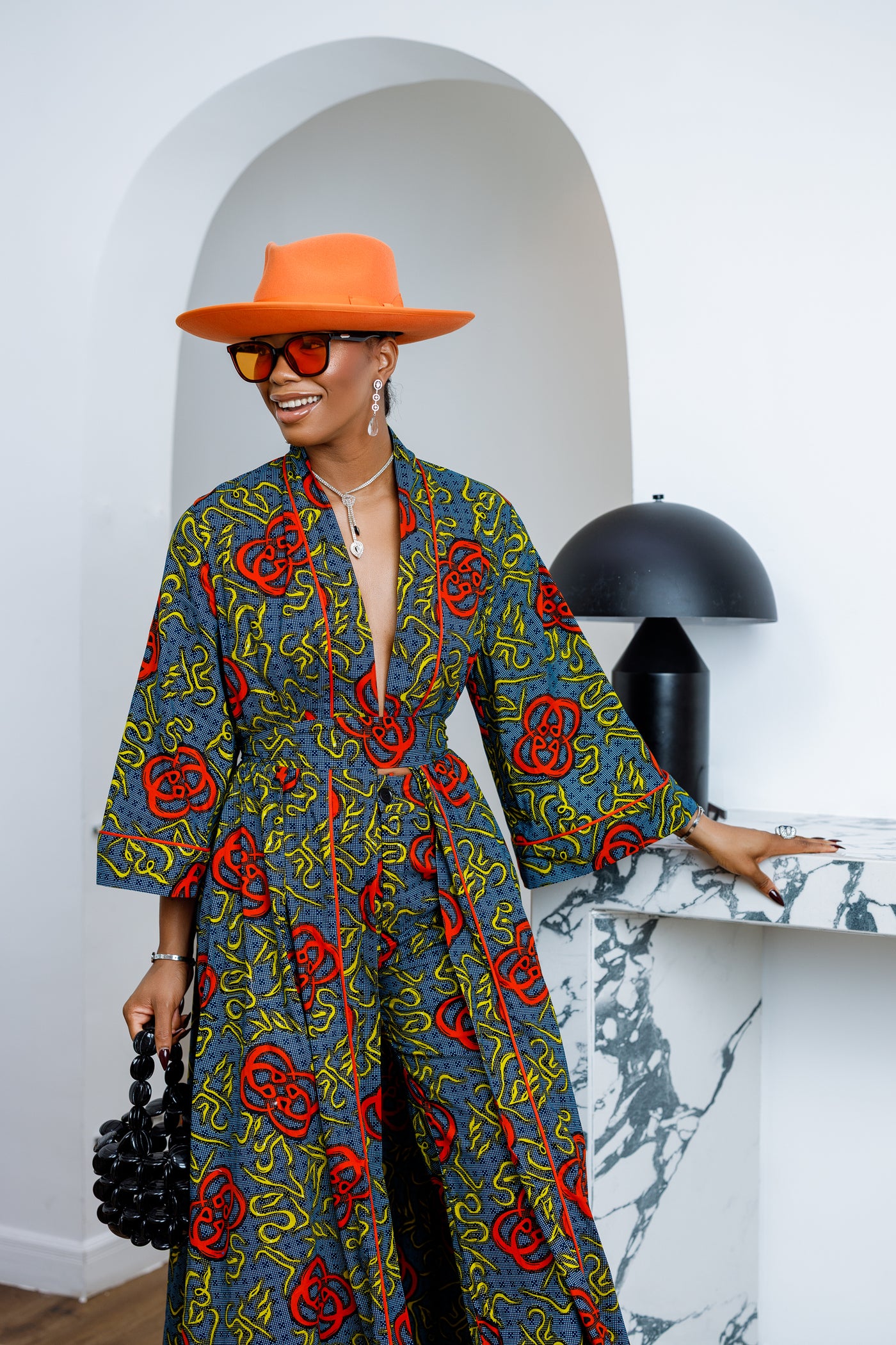 FADE AFRICAN PRINT KIMONO SET [MULTICOLOR]