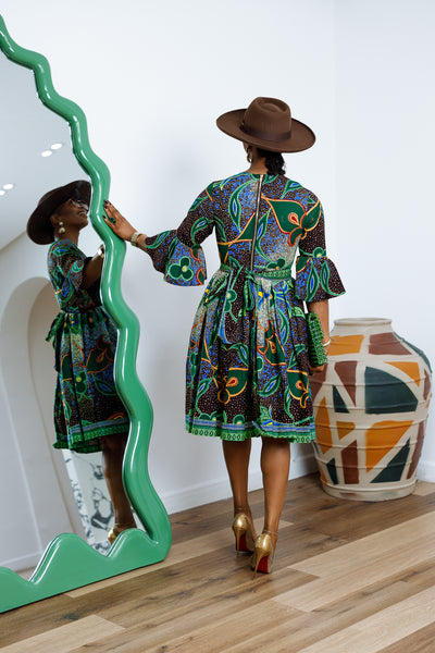IRENE AFRICAN PRINT MIDI DRESS