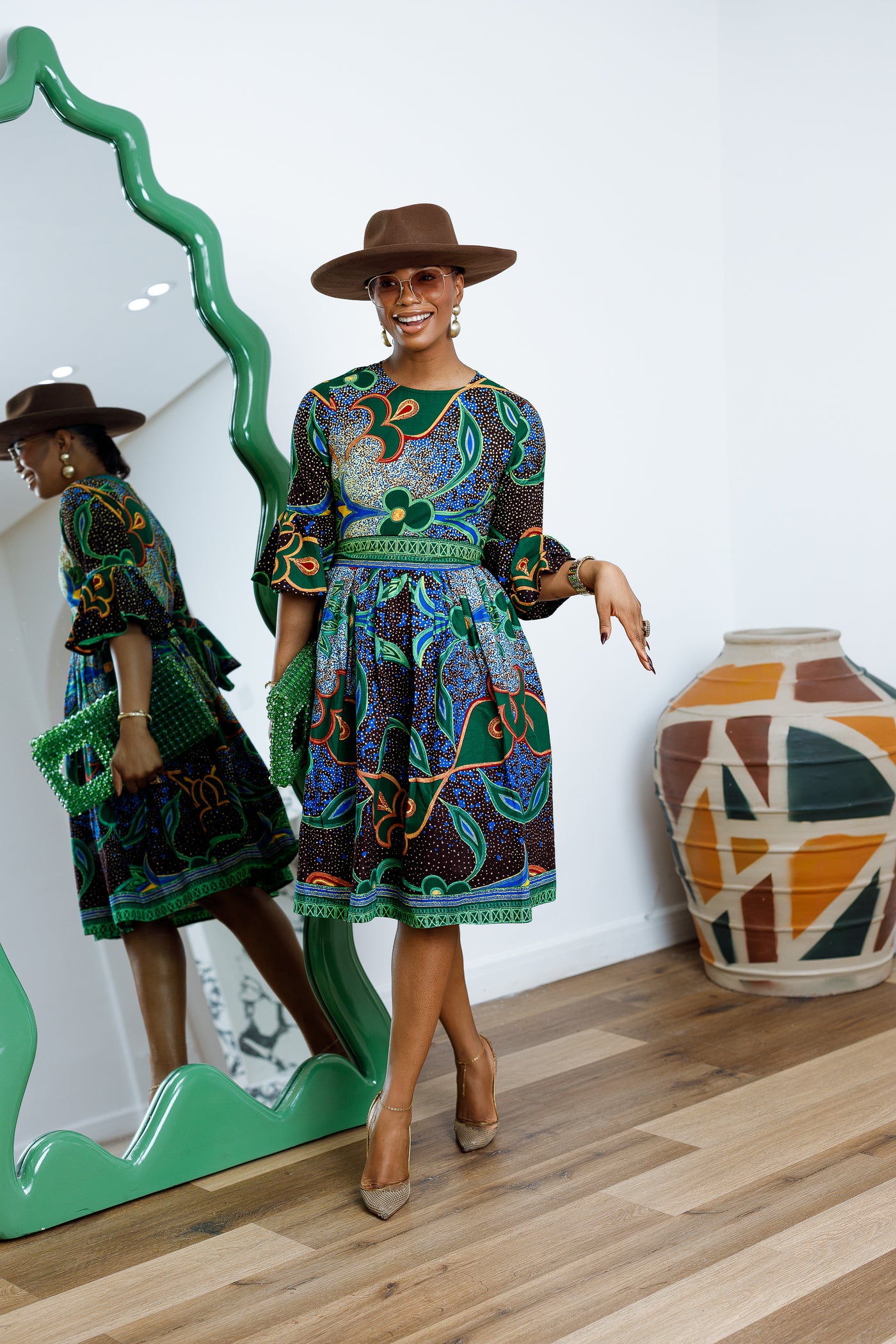 IRENE AFRICAN PRINT MIDI DRESS
