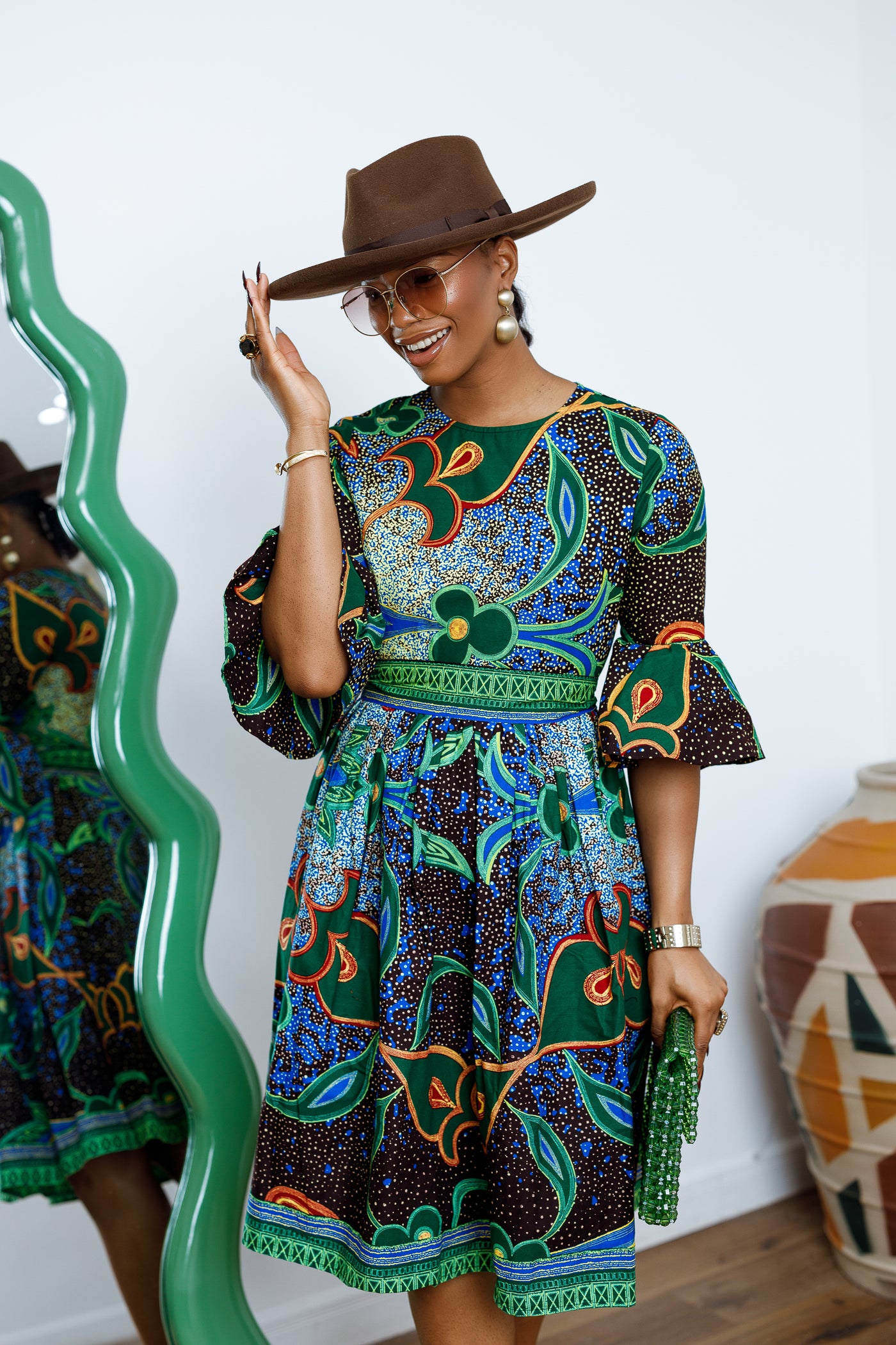 IRENE AFRICAN PRINT MIDI DRESS