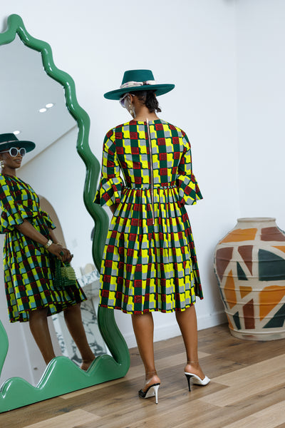 IRENE AFRICAN PRINT MIDI DRESS [MULTICOLOR]