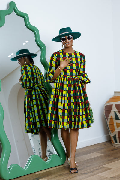 IRENE AFRICAN PRINT MIDI DRESS [MULTICOLOR]