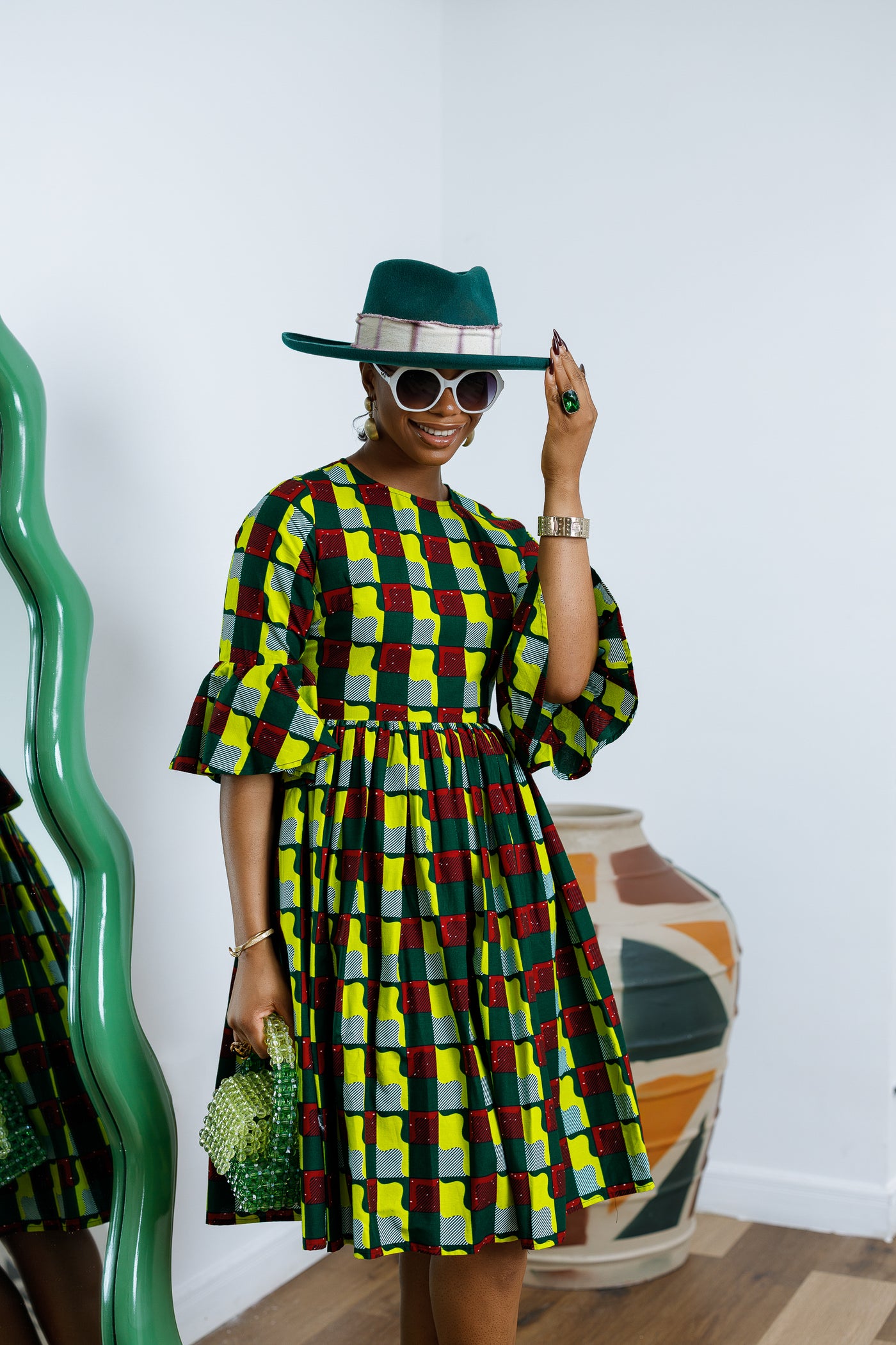 IRENE AFRICAN PRINT MIDI DRESS [MULTICOLOR]