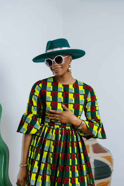 IRENE AFRICAN PRINT MIDI DRESS [MULTICOLOR]