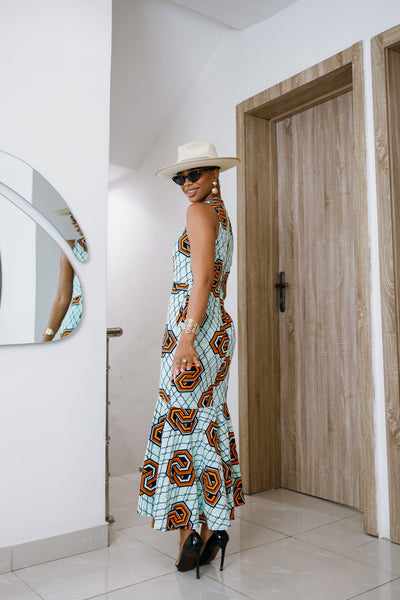 EYI AFRICAN PRINT SLEEVELESS SCOOP NECK DRESS