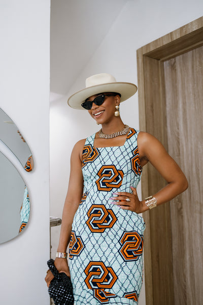 EYI AFRICAN PRINT SLEEVELESS SCOOP NECK DRESS