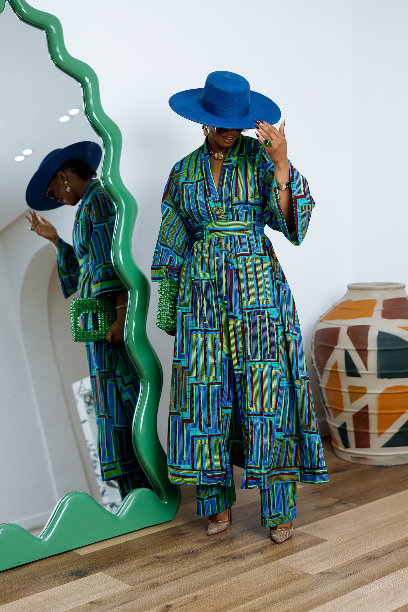 FADE AFRICAN PRINT KIMONO SET