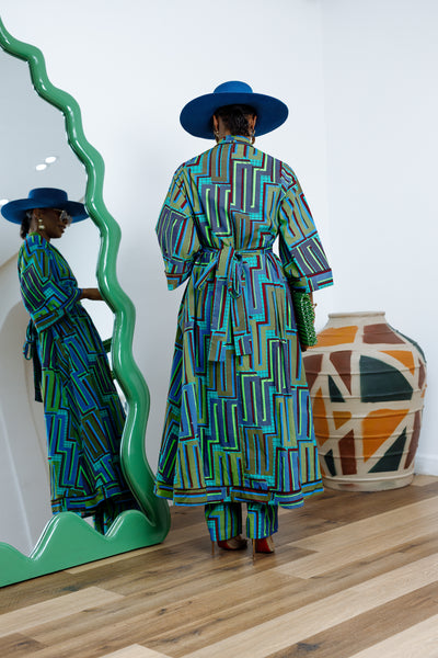 FADE AFRICAN PRINT KIMONO SET