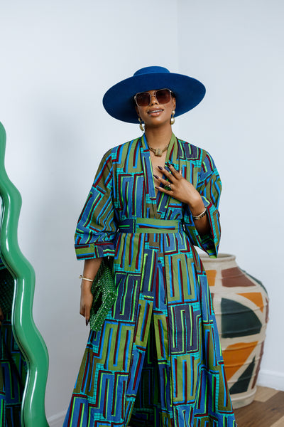 FADE AFRICAN PRINT KIMONO SET