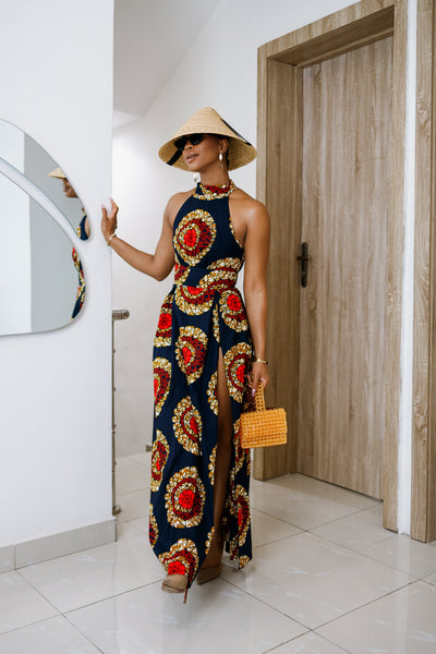 NYLA AFRICAN PRINT MAXI DRESS [RED]