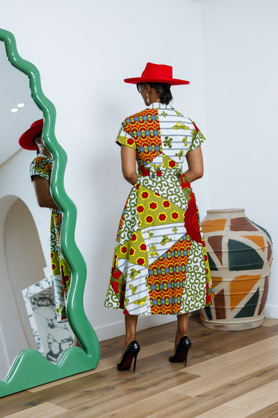 JULIET AFRICAN PRINT MIDI DRESS [MULTICOLOR]