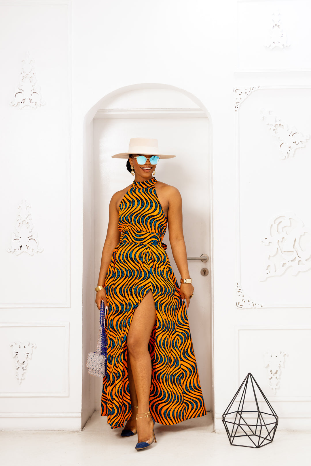 leala orange snake print maxi dress NYLA AFRICAN PRINT MAXI DRESS [ORANGE] – MAE OTTI