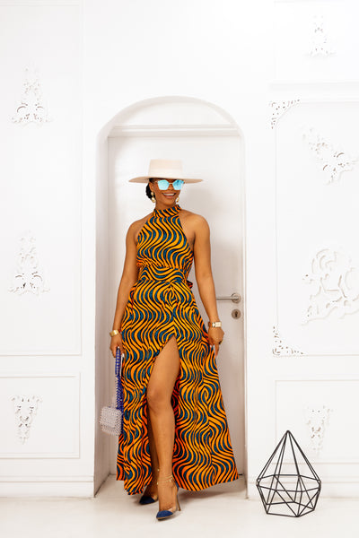 NYLA AFRICAN PRINT MAXI DRESS [ORANGE] [PRE ORDER] Ships on or before MAY 9TH