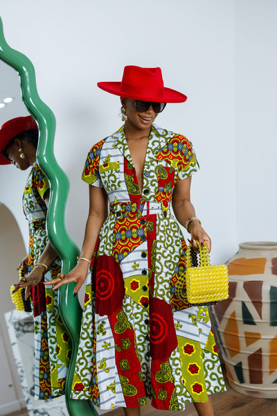 JULIET AFRICAN PRINT MIDI DRESS [MULTICOLOR]