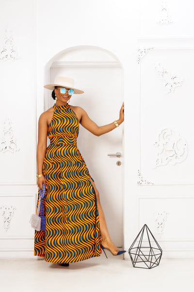 NYLA AFRICAN PRINT MAXI DRESS [ORANGE] [PRE ORDER] Ships on or before MAY 9TH