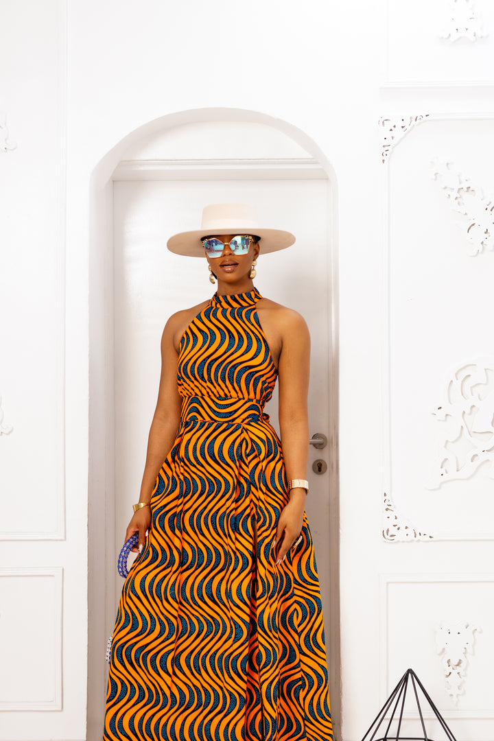 NYLA AFRICAN PRINT MAXI DRESS [ORANGE] – MAE OTTI