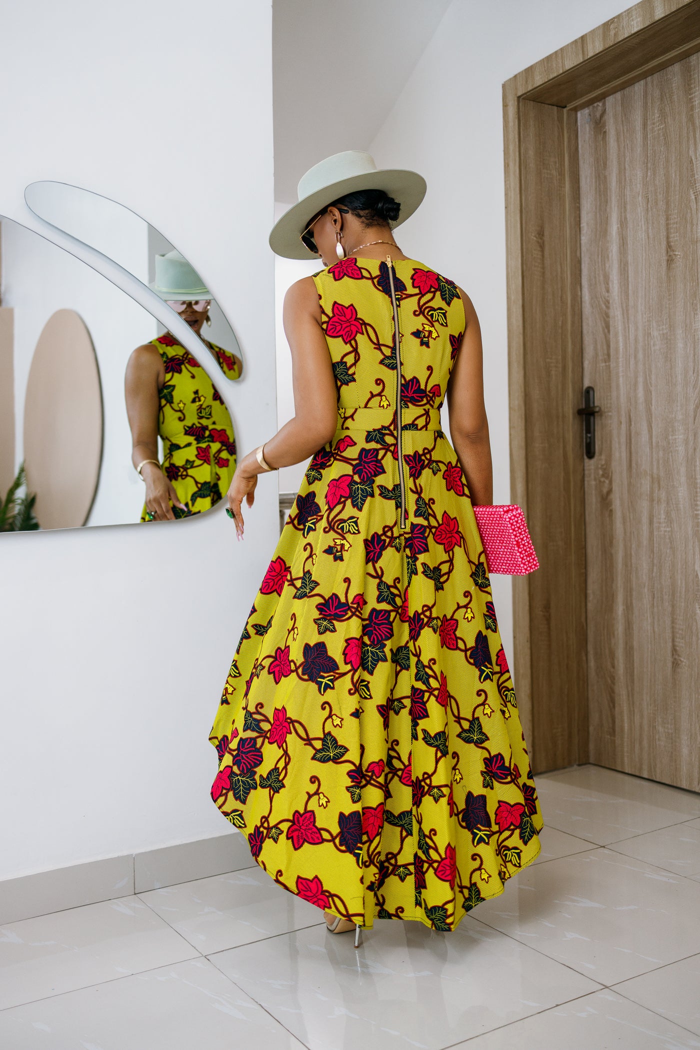 LEWA AFRICAN PRINT HIGH-LOW DRESS [MULTICOLOR]