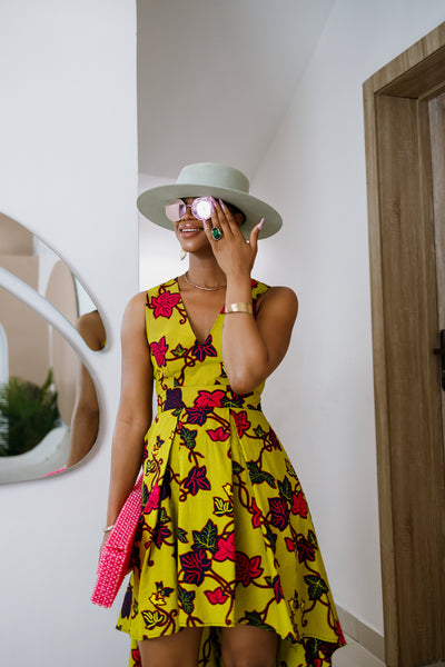 LEWA AFRICAN PRINT HIGH-LOW DRESS [MULTICOLOR]