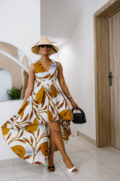 LEWA AFRICAN PRINT HIGH-LOW DRESS