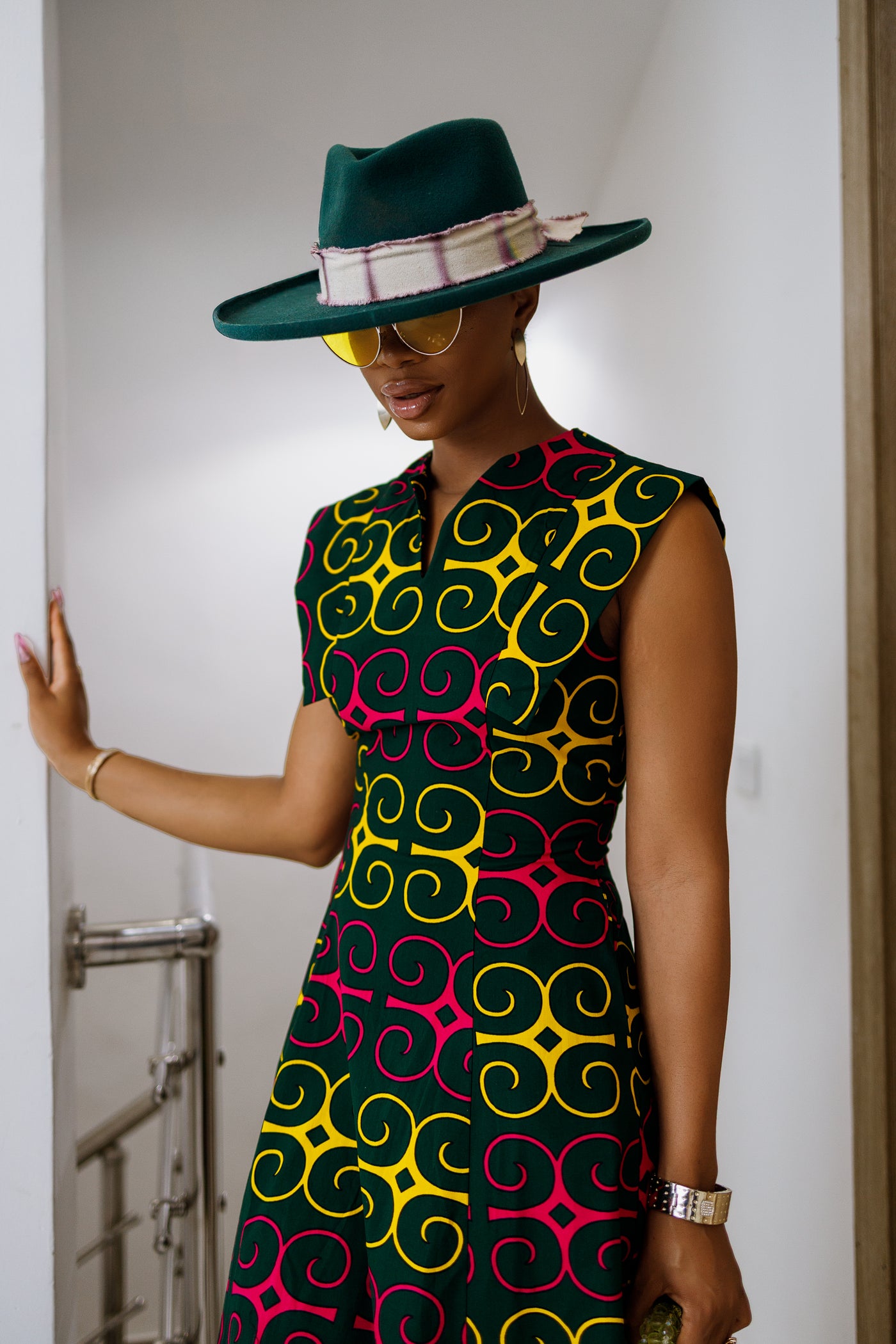 RAISA AFRICAN PRINT SLEEVELESS MIDI DRESS