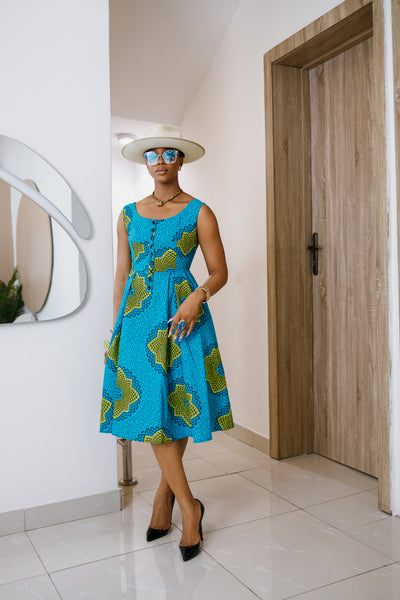 JAJA AFRICAN PRINT SLEEVELESS DRESS
