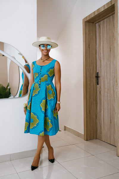 JAJA AFRICAN PRINT SLEEVELESS DRESS