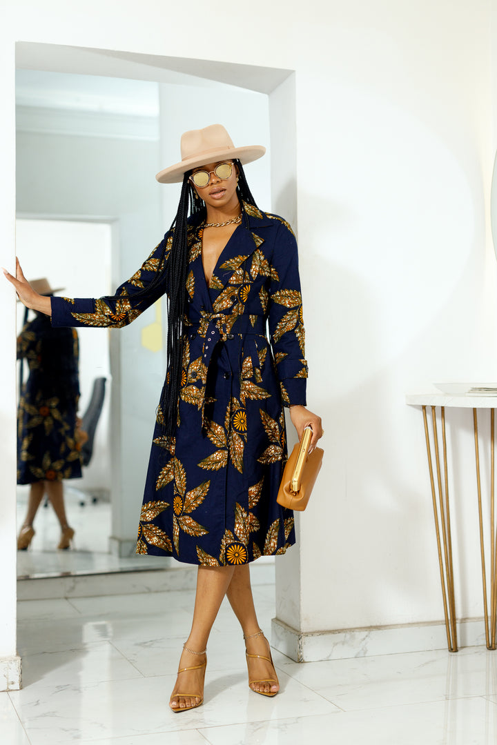 CORETHA AFRICAN PRINT TRENCH JACKET