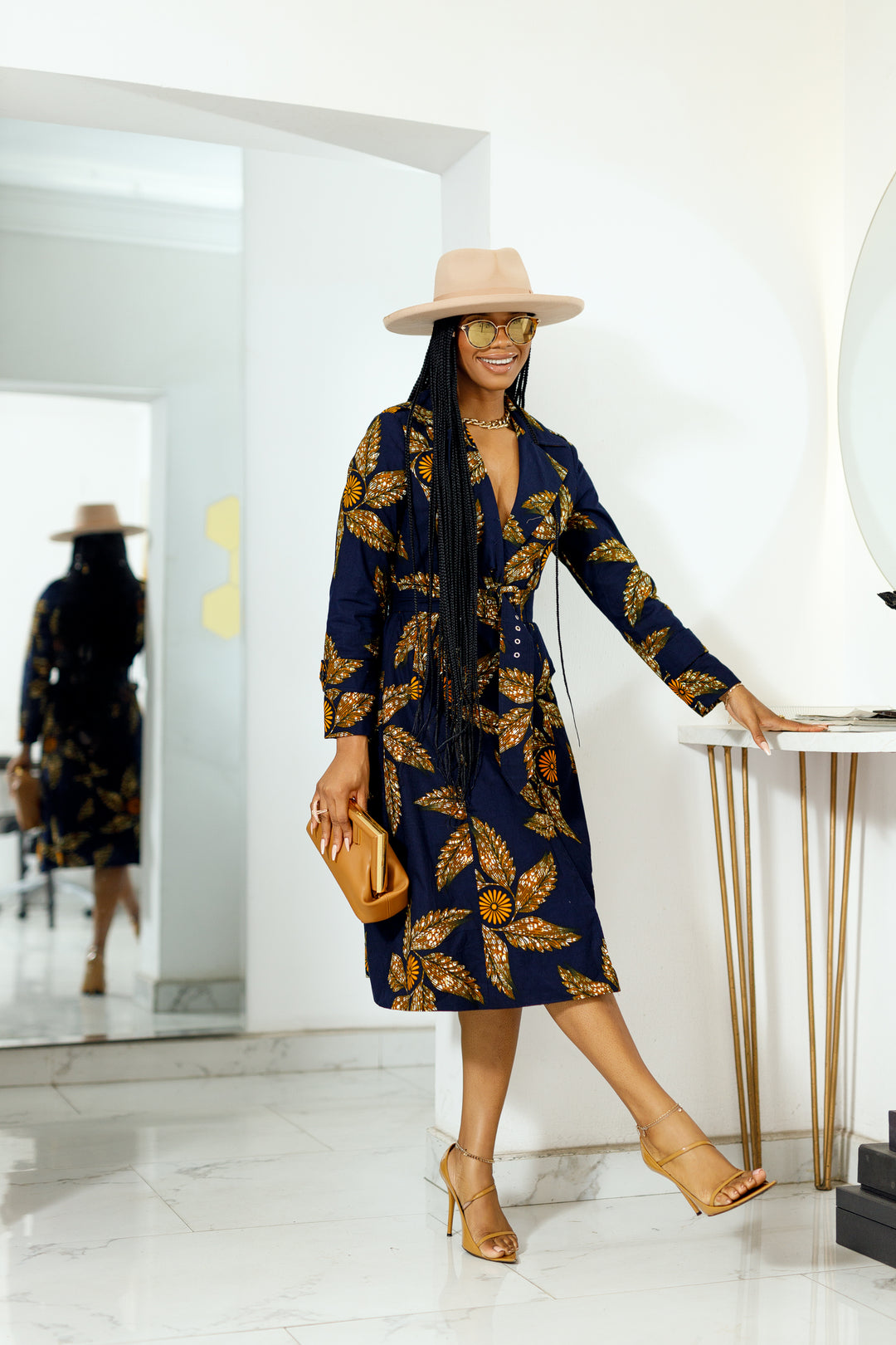 CORETHA AFRICAN PRINT TRENCH JACKET