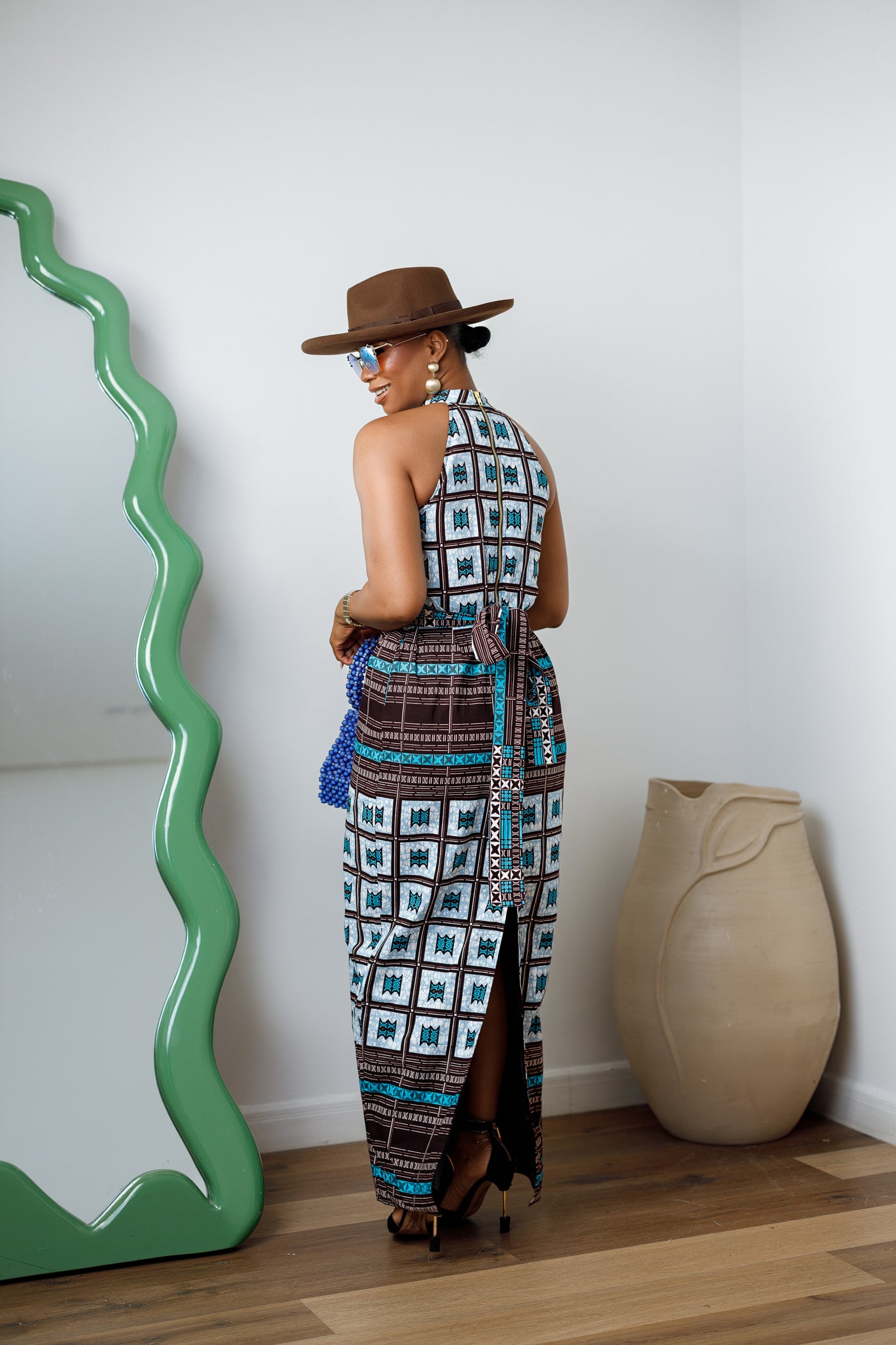 RONKE AFRICAN PRINT SLEEVELESS MAXI DRESS MEDIUM