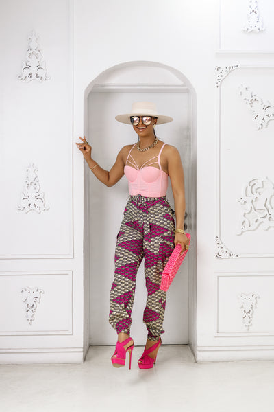 FUNBI AFRICAN PRINT JOGGERS [PINK]