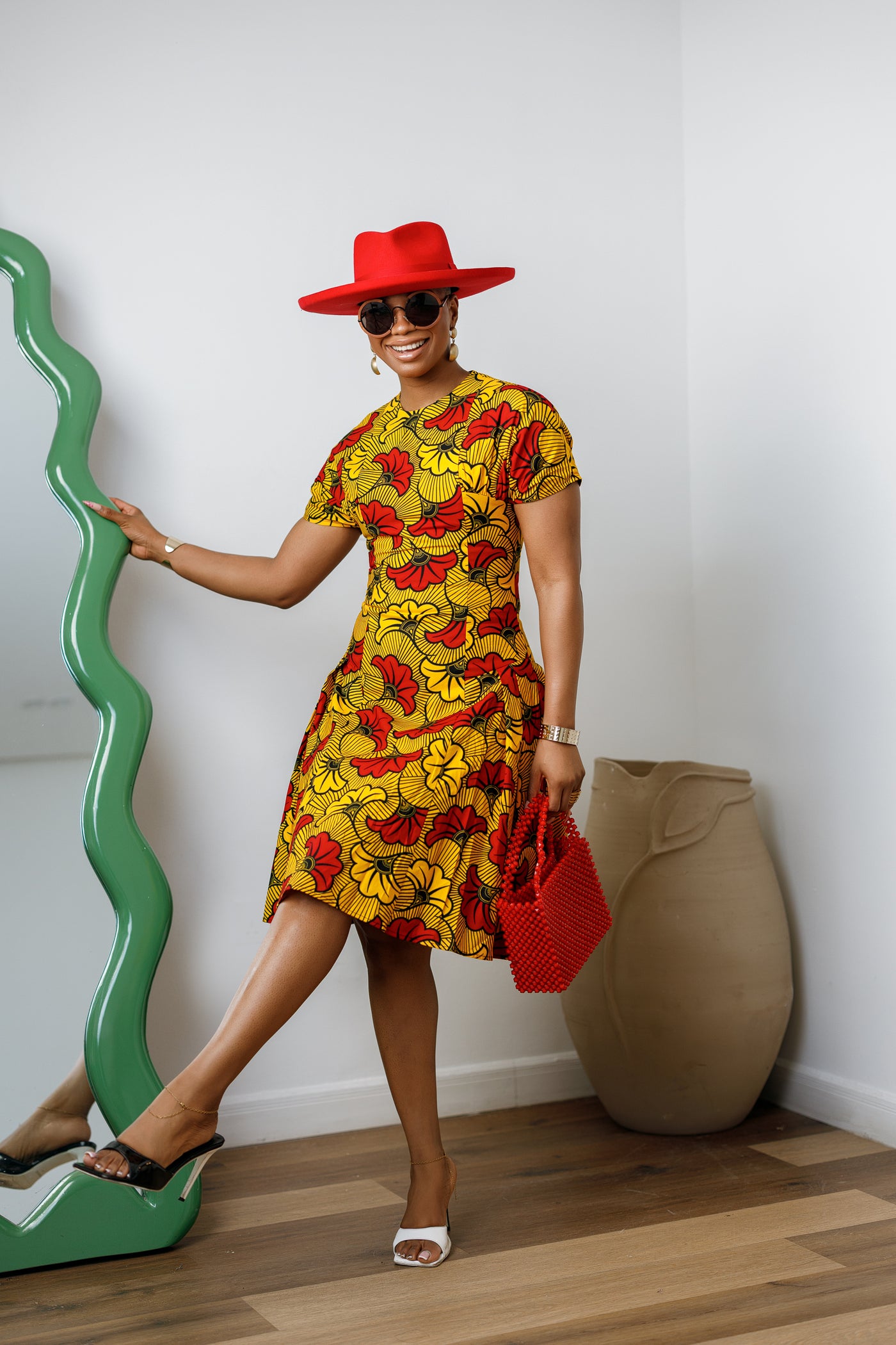 fit and flare african print dresses Hi-low Flare Dress African Fashion Wear - Trendy African Dresses -  Beautiful African Casual Wear - African Print Clothing, Midi Flare Dress