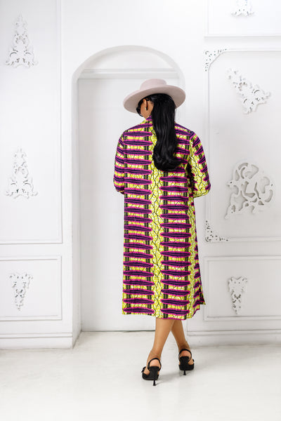 RHODA AFRICAN PRINT LONG SLEEVE SPLIT SHIRT [MULTICOLOR]