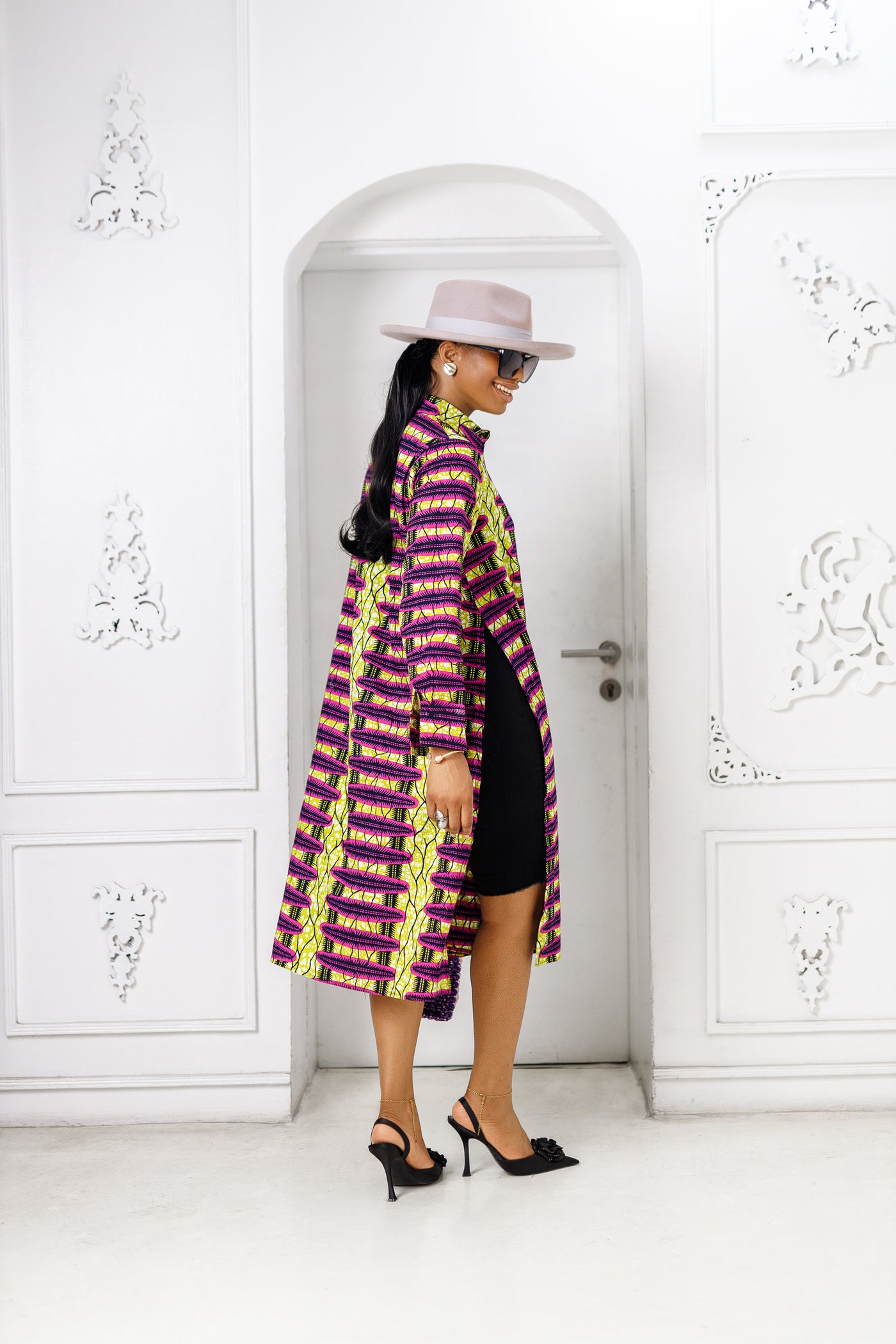 RHODA AFRICAN PRINT LONG SLEEVE SPLIT SHIRT [MULTICOLOR]