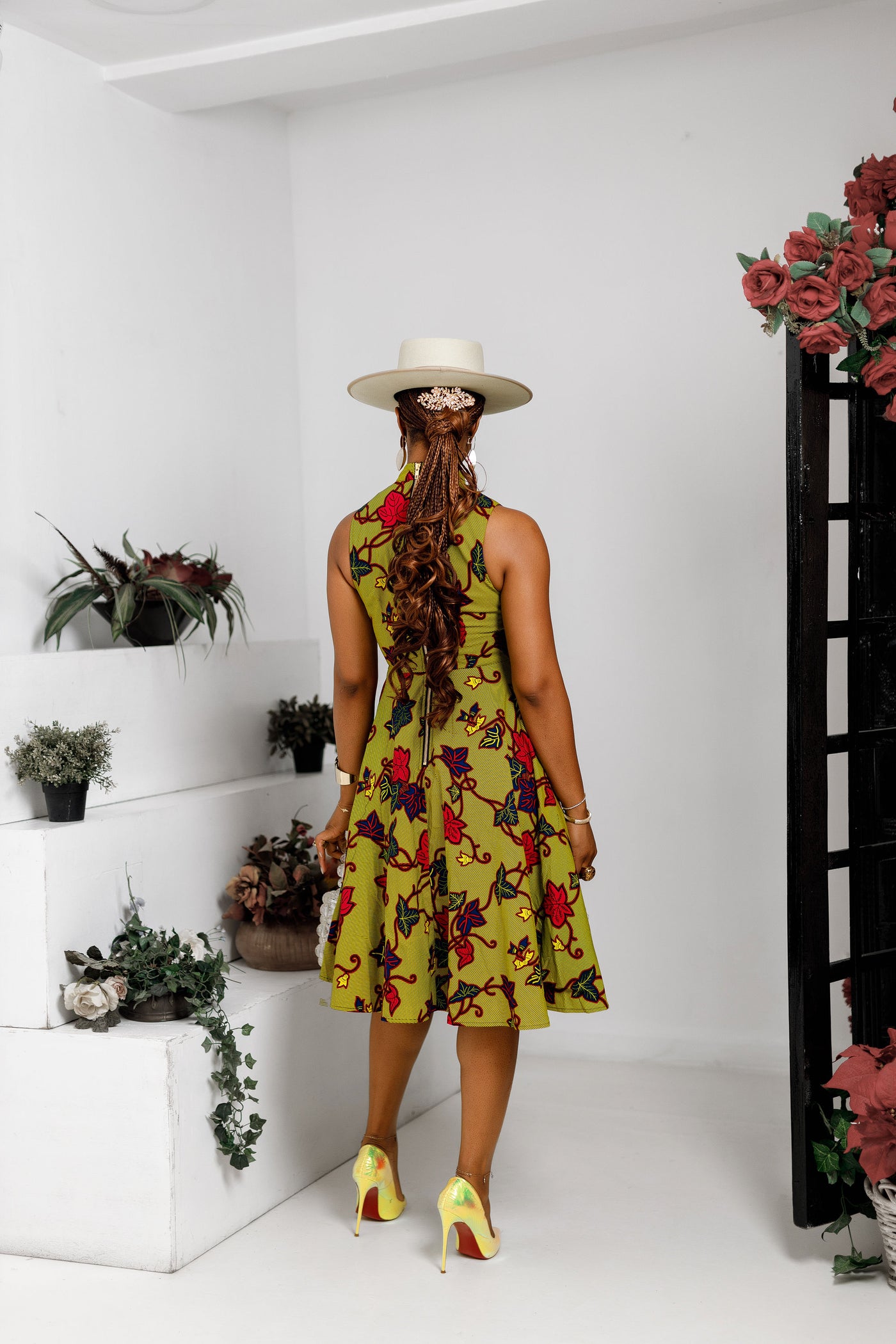 ZURI AFRICAN PRINT HIGH NECK DRESS MULTICOLOR