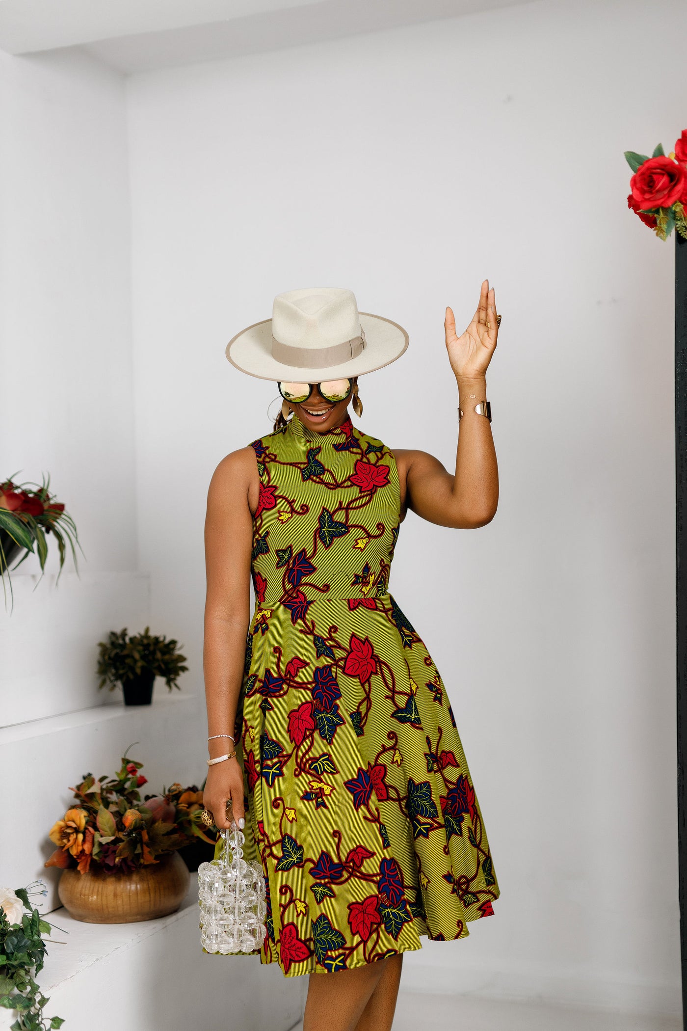 ZURI AFRICAN PRINT HIGH NECK DRESS MULTICOLOR