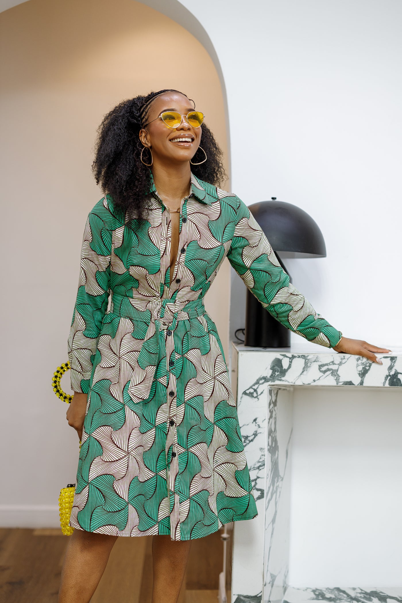 ELIZABETH AFRICAN PRINT BUTTON DOWN DRESS