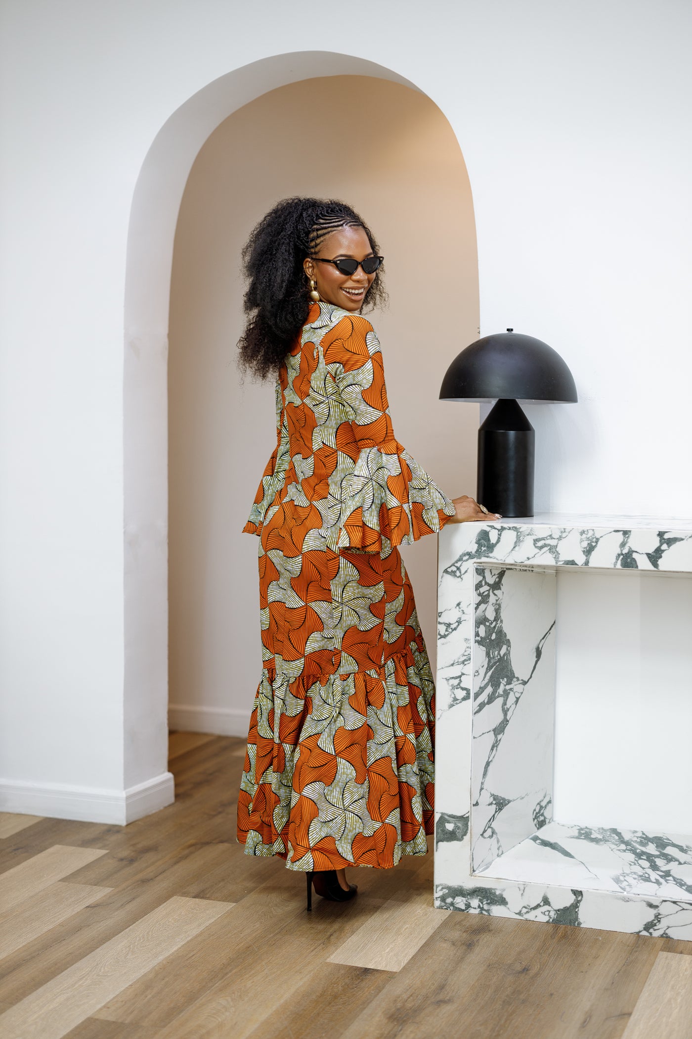 VIMBAI AFRICAN PRINT FLARE SLEEVE MAXI DRESS