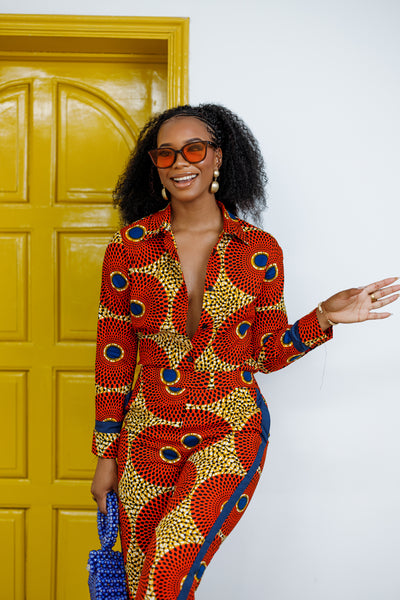 EVA AFRICAN PRINT STRAIGHT-LEG TWO PIECE SET