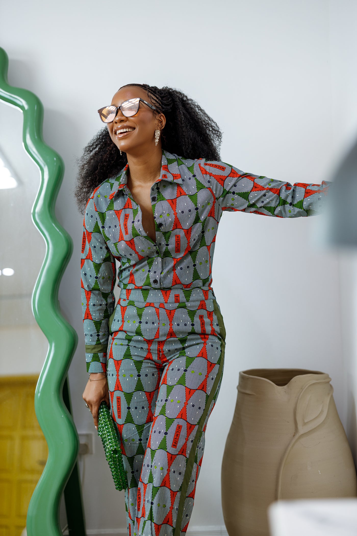 EVA AFRICAN PRINT STRAIGHT-LEG TWO PIECE SET [MULTICOLOR]