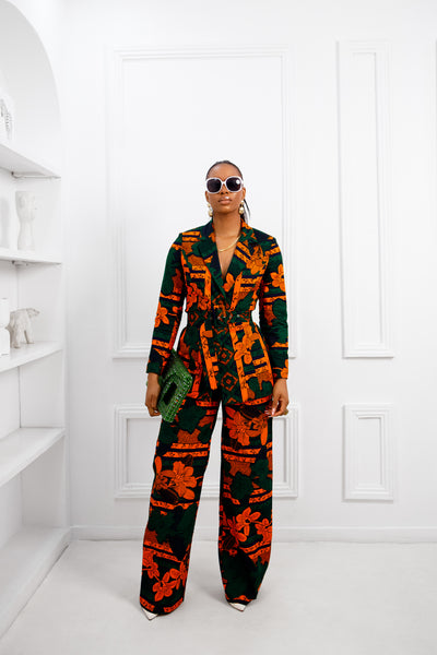 ZYLA AFRICAN PRINT SUIT SET [ORANGE] [PRE ORDER] Ships on or before MAY 9TH