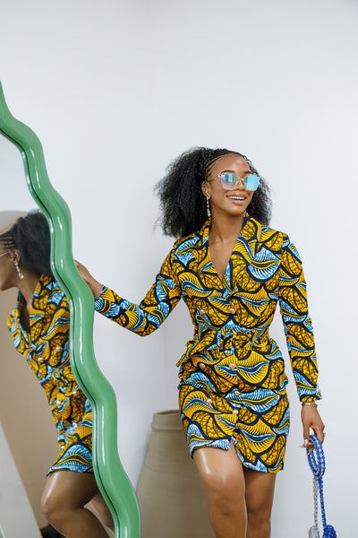 MOTUN AFRICAN PRINT BLAZER DRESS