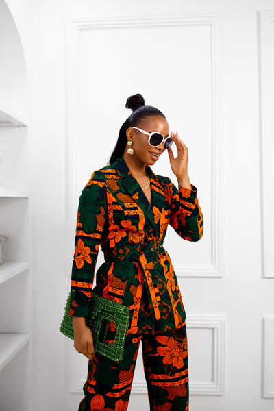 ZYLA AFRICAN PRINT SUIT SET [ORANGE] [PRE ORDER] Ships on or before MAY 9TH