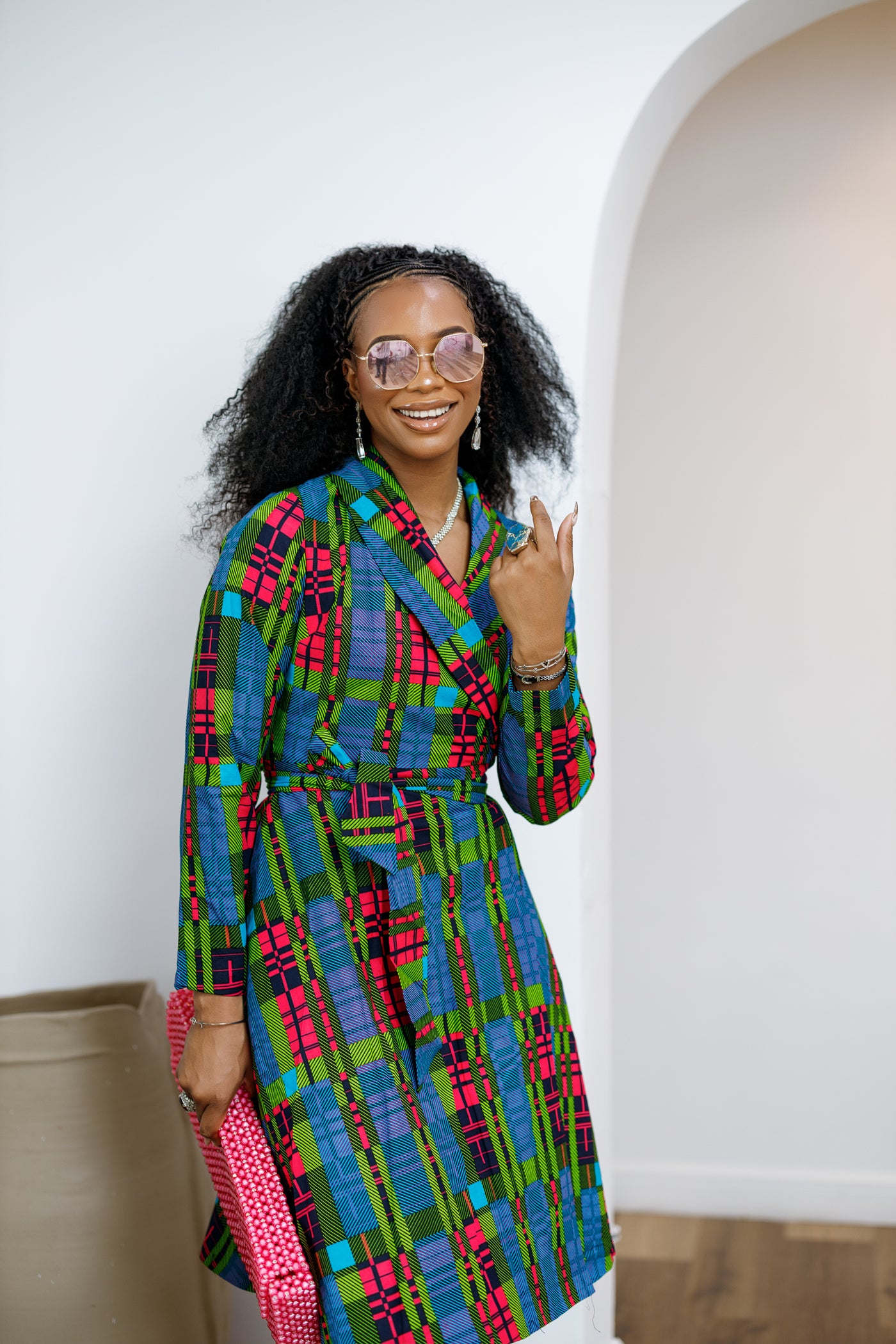 DERA AFRICAN PRINT WRAP MIDI DRESS