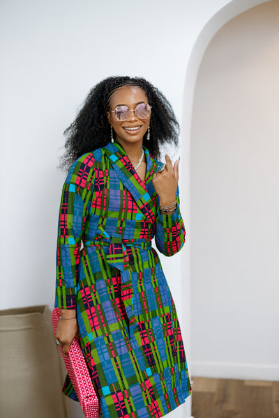 DERA AFRICAN PRINT WRAP MIDI DRESS