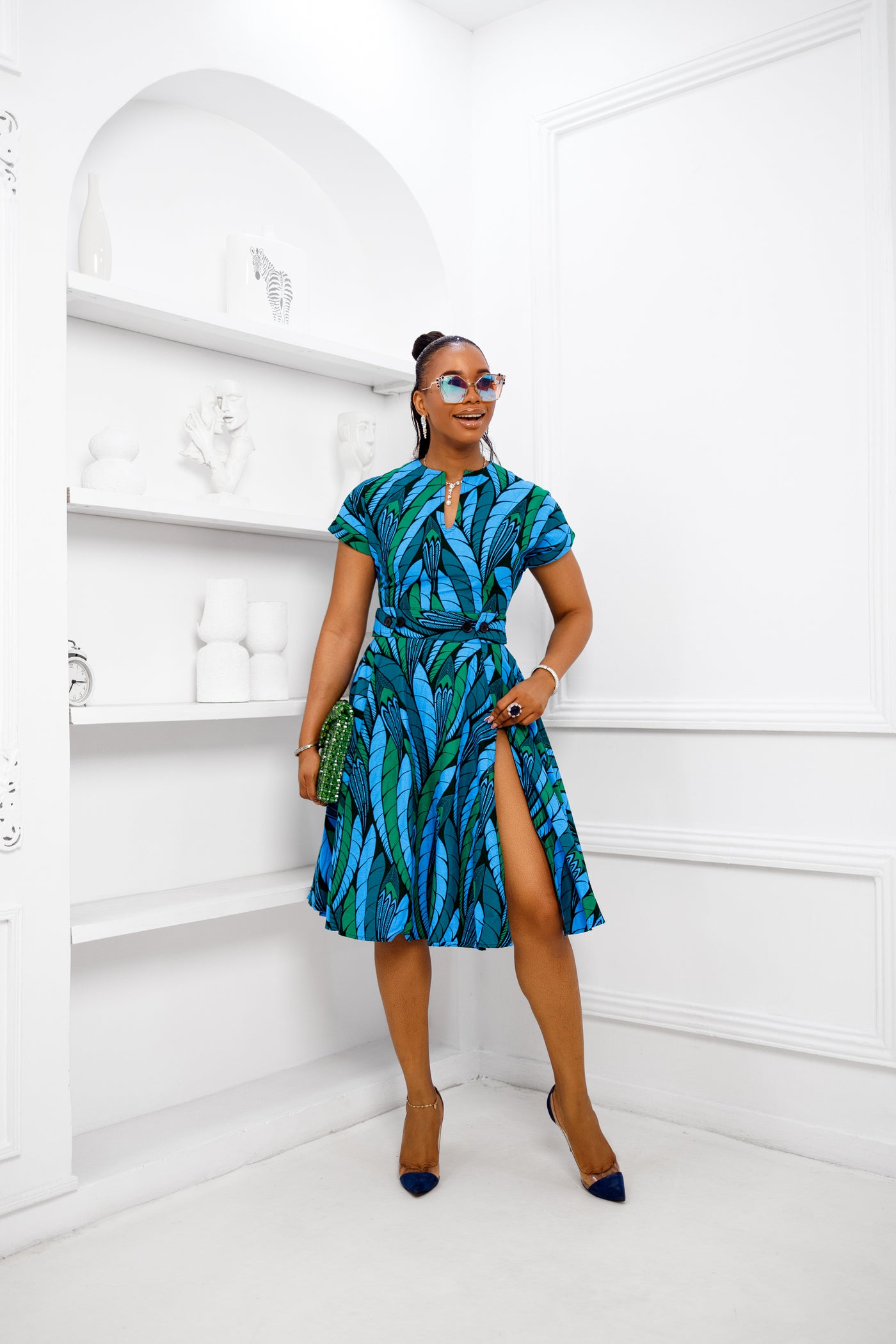 GINA AFRICAN PRINT DRESS [BLUE] [PRE ORDER] Ships on or before MAY 9TH