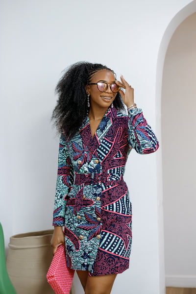 MOTUN AFRICAN PRINT BLAZER DRESS [MULTICOLOR]