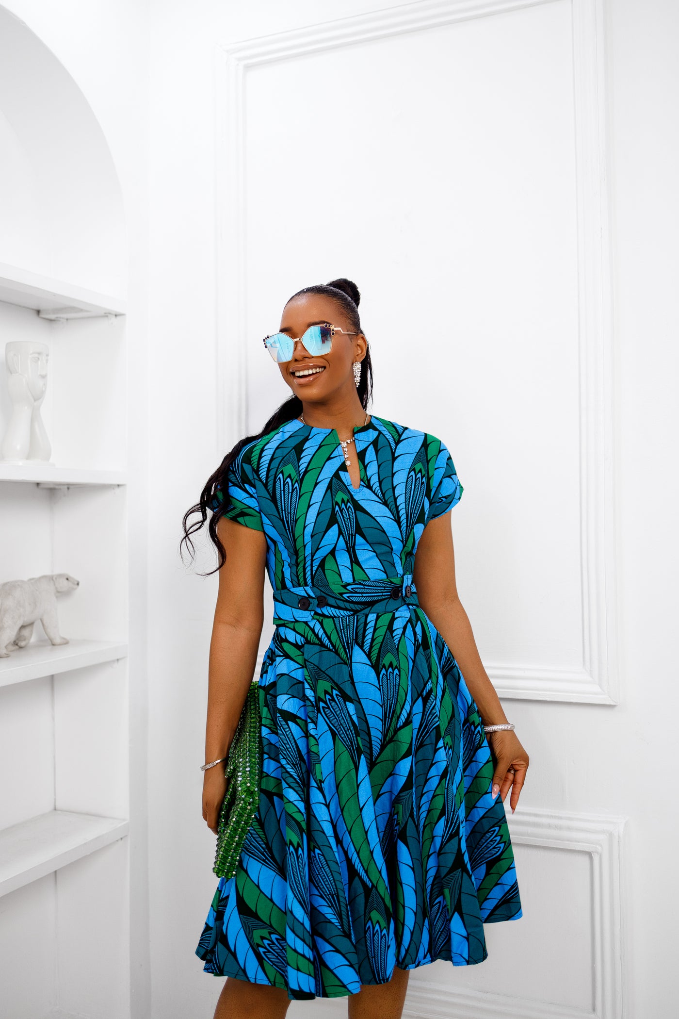 GINA AFRICAN PRINT DRESS [BLUE] [PRE ORDER] Ships on or before MAY 9TH