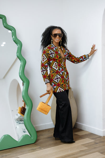 VIVIAN AFRICAN PRINT QUILTED BOMBER JACKET [MULTICOLOR]