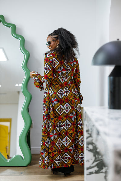 KAZI AFRICAN PRINT LONGLINE JACKET/DRESS [MULTICOLOR]