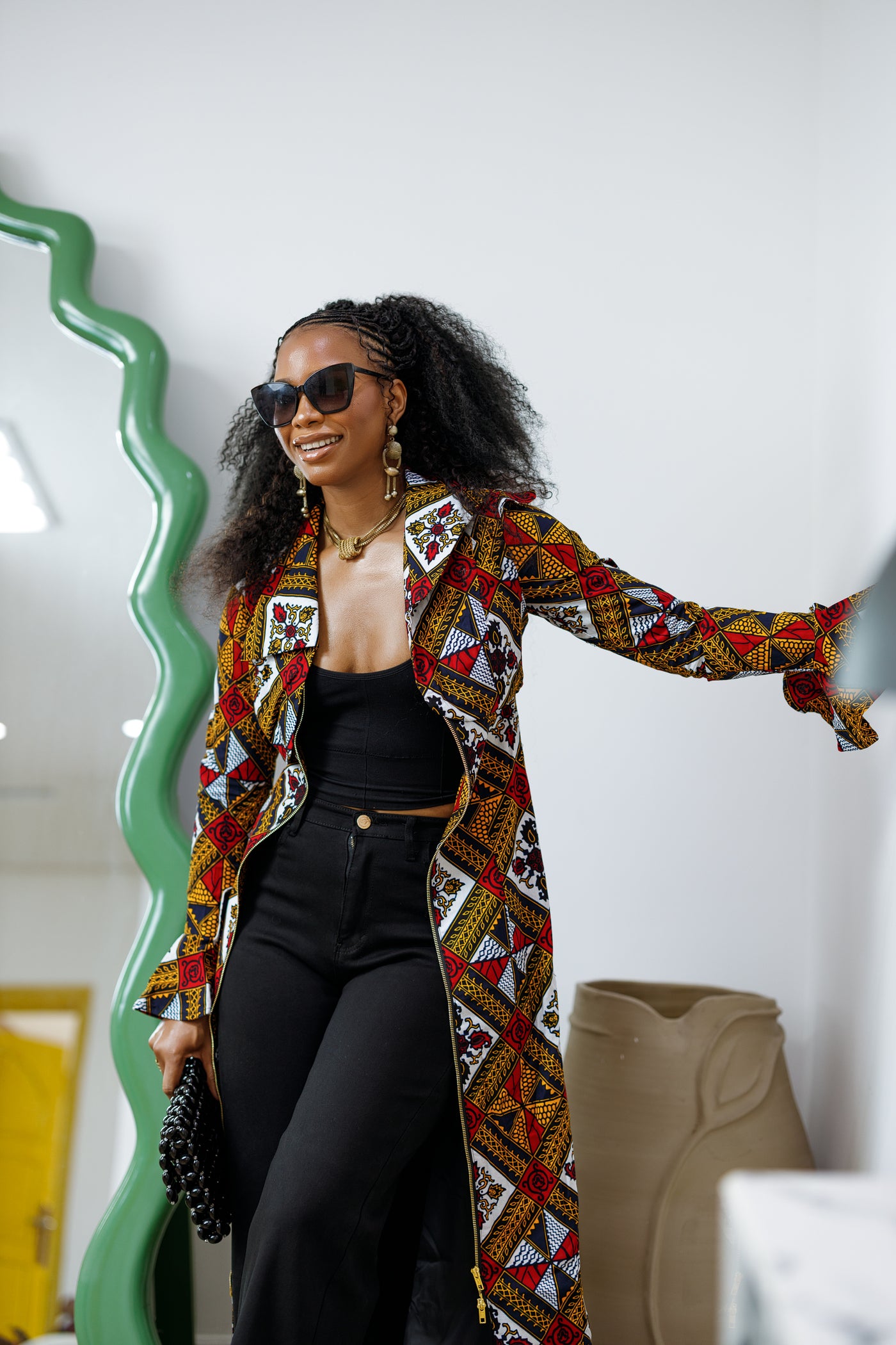 KAZI AFRICAN PRINT LONGLINE JACKET/DRESS [MULTICOLOR]